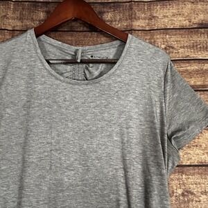 Athleta Encore Tee Gray Cinch T-Shirt Open Back Womens Size L Stretch